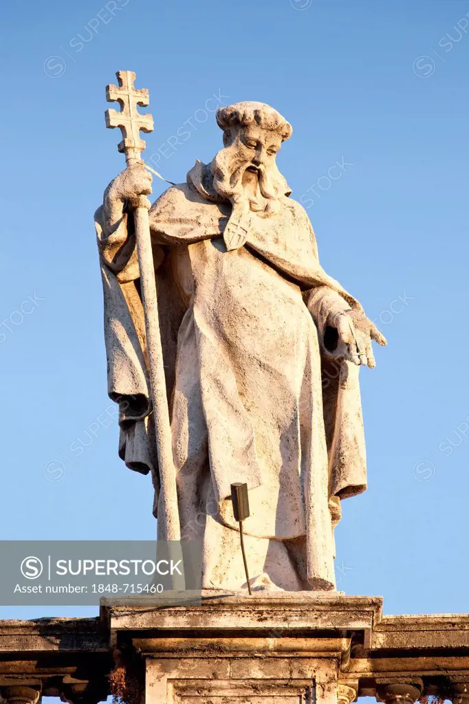 Holy statue on the colonnade of St. Peter's Square, Rome, Italy, Europe