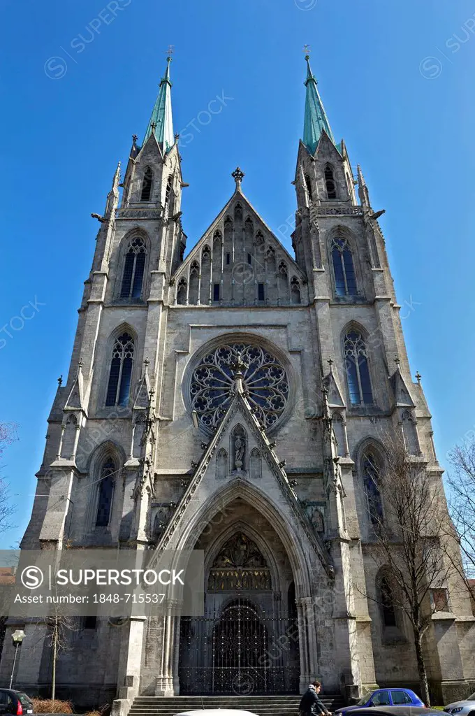 Catholic Church of St. Paul, Paulskirche church, Gothic Revival architecture, Munich, Bavaria, Germany, Europe