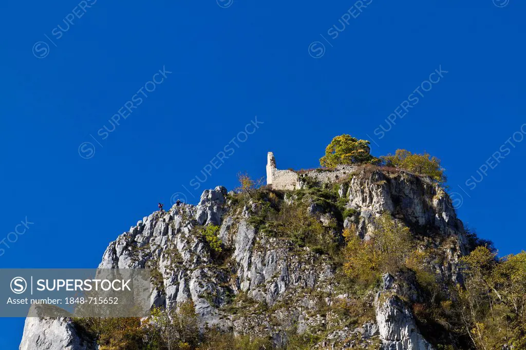 Ruins of Schloss Hausen Castle, Upper Danube Nature Park, Sigmaringen district, Baden-Wuerttemberg, Germany, Europe