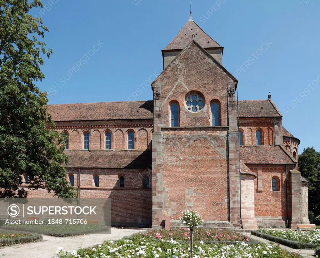 Schwarzach Minster, former Romanesque Abbey Church of St. Peter and Paul, south side of the crossing, Benedictine Abbey of Schwarzach, Rheinmuenster, ...