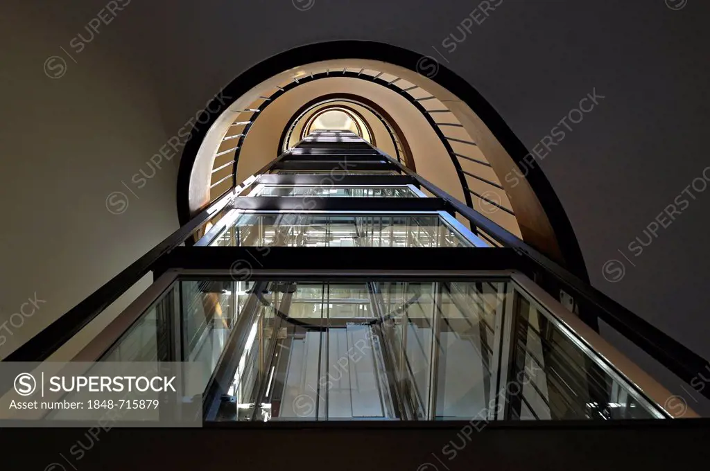 Spiral staircase with a lift, Munich, Bavaria, Germany, Europe