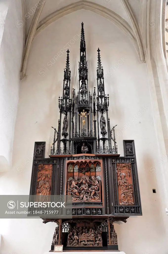 Coronation Altar of the Virgin Mary, St. James Church, built 1311-1484, Evangelical Lutheran Parish Church of St. Jakob, Rothenburg ob der Tauber, Bav...