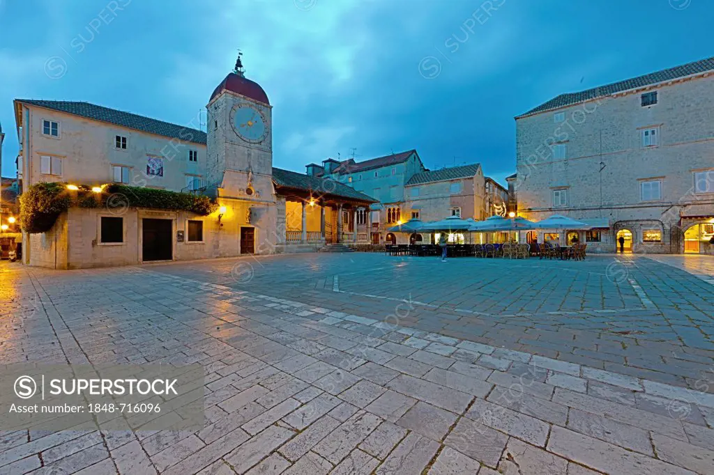 Romanesque Church of St. John the Baptist, Cathedral Square, historic town centre, UNESCO World Heritage Site, Trogir, Split region, Central Dalmatia,...