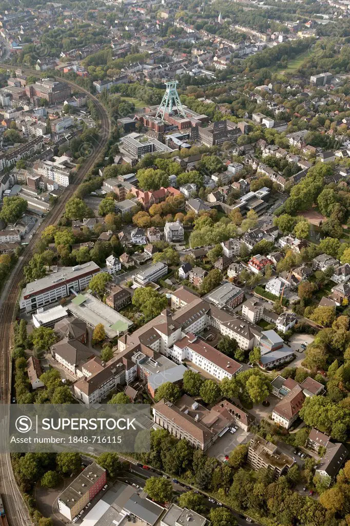 Aerial view, Augusta-Kranken-Anstalt GmbH hospital, also known as Linden Hospital, Bochum, Ruhr area, North Rhine-Westphalia, Germany, Europe
