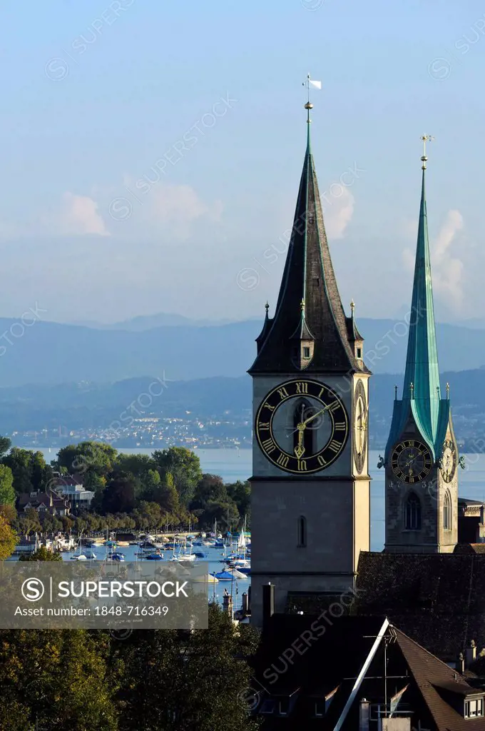 Fraumuenster and St. Peter's churches, Zurich, Switzerland, Europe