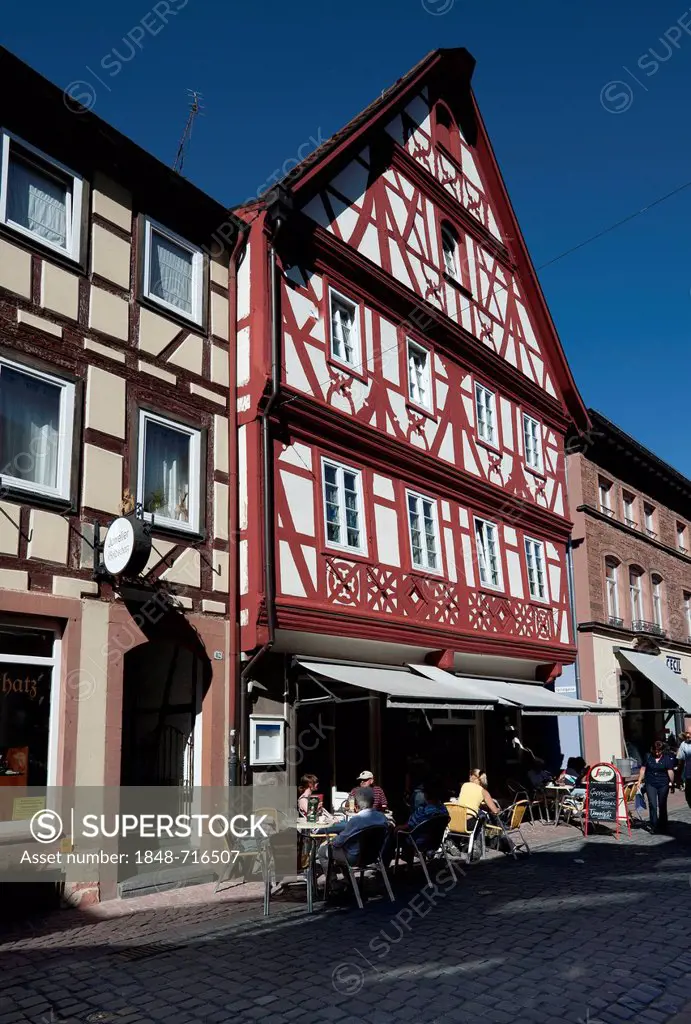 Half-timbered houses, main street, Miltenberg, Lower Franconia, Franconia, Germany, Europe