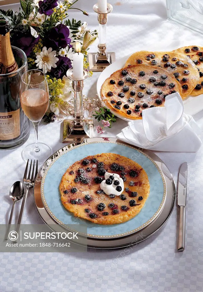 Buttermilk pancakes with blueberries, Finland