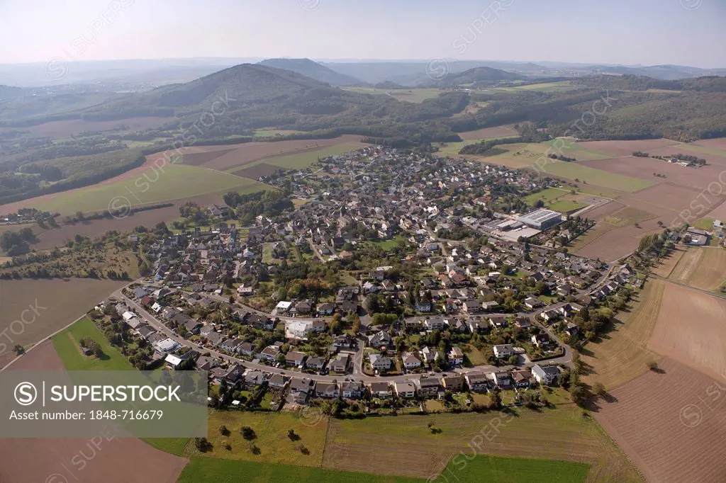 Aerial view, Bell, Eifel mountain range, Rhineland-Palatinate, Germany, Europe