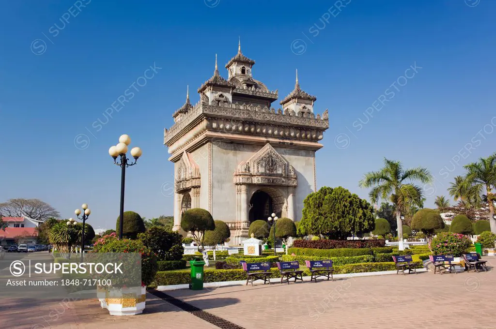 Arch of Triumph, Patuxai, Vientiane, Laos, Indochina, Southeast Asia, Asia