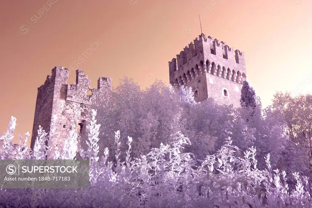 Scaliger Castle, infrared effect, Sirmione, Lake Garda, Italy, Europe