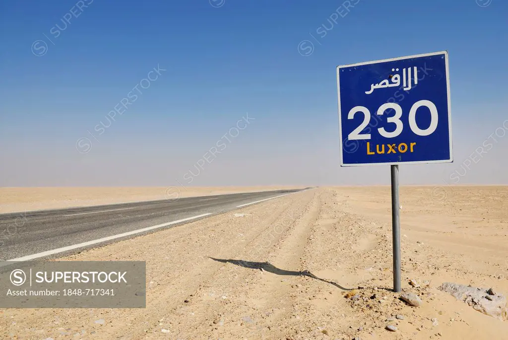 Luxor street sign, Western Desert, Egypt, Africa