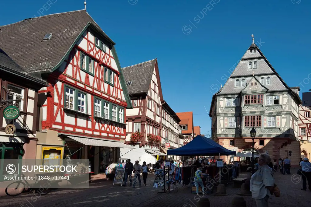 Hotel zum Riesen, half-timbered houses, main street, Miltenberg, Lower Franconia, Franconia, Germany, Europe