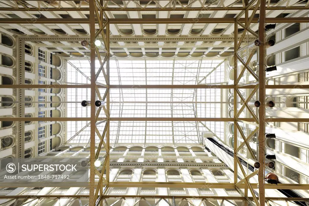 Interior view, light dome, Nancy Hanks Center, NEA, former Old Post Office Pavilion, Washington DC, District of Columbia, United States of America