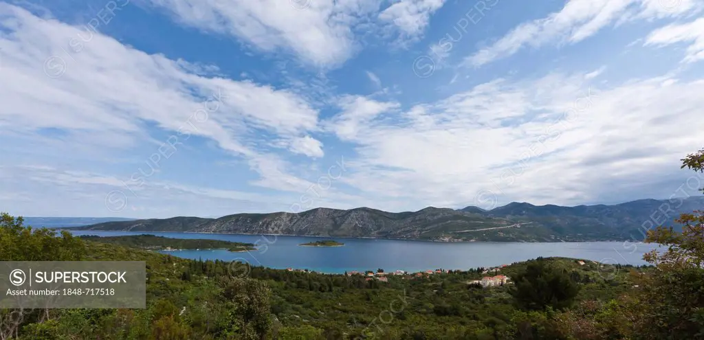 View of the Adriatic Sea off Korcula, Korcula island, central Dalmatia, Dalmatia, Adriatic coast, Croatia, Europe, PublicGround