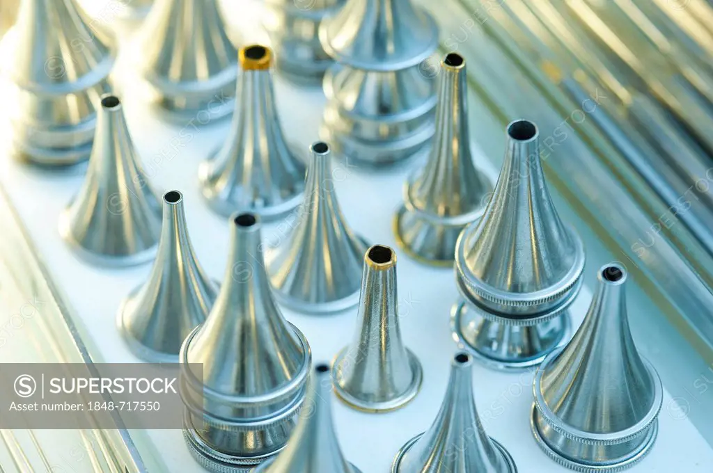 Small cones or funnels for examinations carried out by an ear, nose and throat specialist, medical instruments