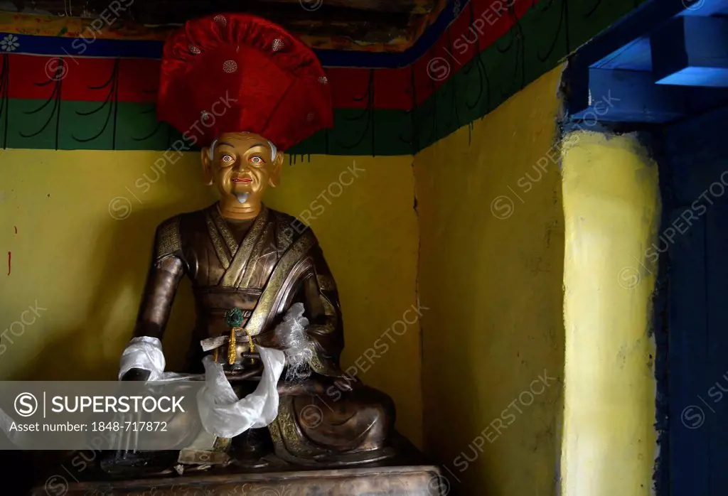Buddha figure, Terdrom Nunnery, Terdrom, Tidro Gompa, Himalayas, Lhundrup district, central Tibet, Tibet, China, Asia