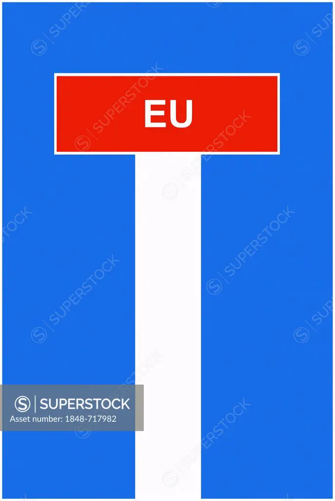 Symbolic image, dead end street, cul-de-sac, EU, European Union