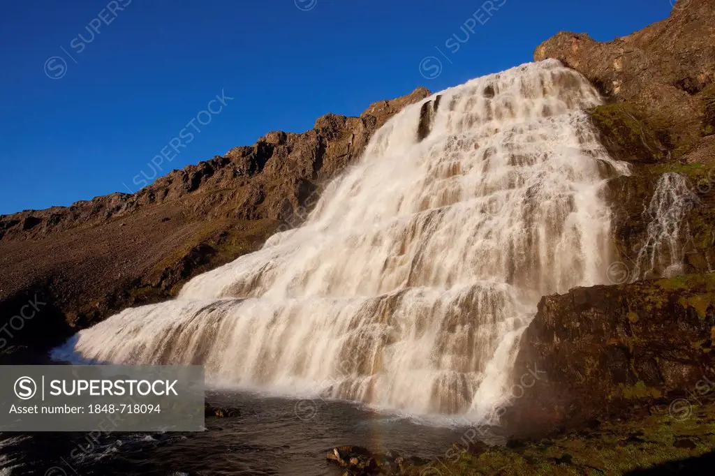 Fjallfoss Waterfall, Dynjandi, West Fjords, Iceland, Europe