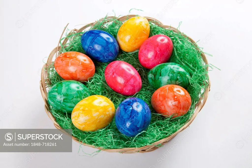 Nest with coloured Easter eggs