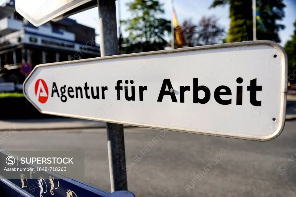 Sign, lettering Agentur fuer Arbeit, German for agency for labour, Germany, Europe