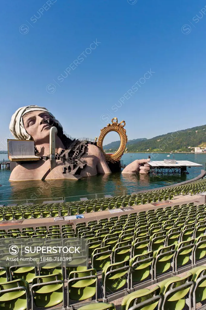 Andre Chenier opera by Umberto Giordano, 2011 program, takes place on a stage floating on the lake, Spiel auf dem See, Bregenzer Festspiele, Bregenz F...