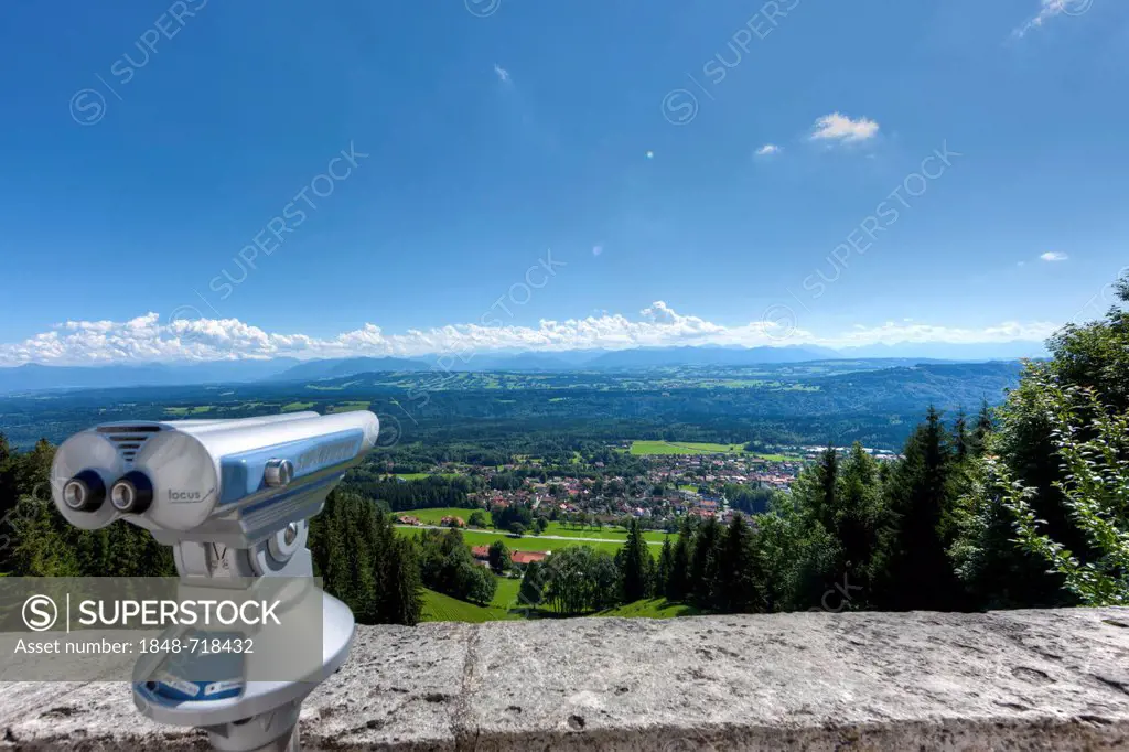 View from Mt Hohenpeissenberg to the village Hohenpeissenberg, Upper Bavaria, Bavaria, Germany, Europe, PublicGround
