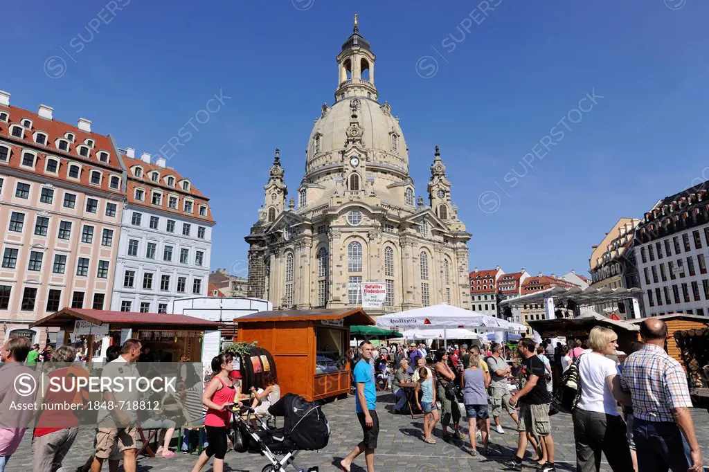 City Festival in Dresden, Church of Our Lady on Neumarkt square, Saxony, Germany, Europe