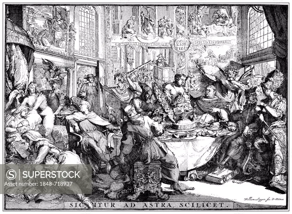 This is the way to heaven, Dutch caricature of an orgy from the 17th century depicting the wicked lives of the Jesuits and monks