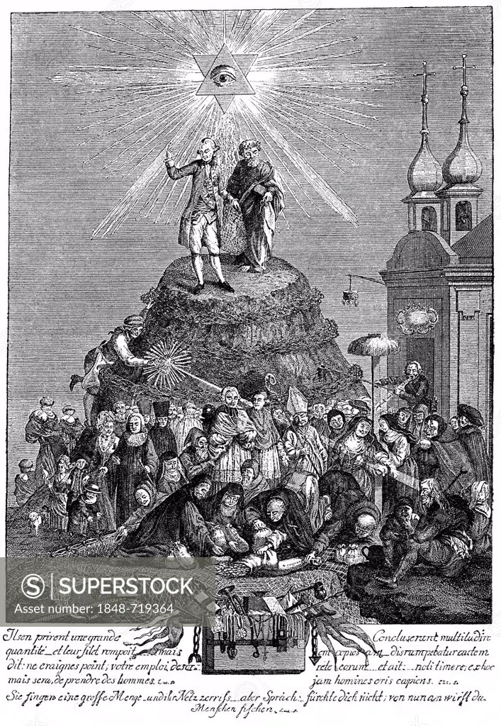Historical satirical pamphlet from the 18th Century, the secularization of the monasteries in Austria under Emperor Joseph II, Josephinism
