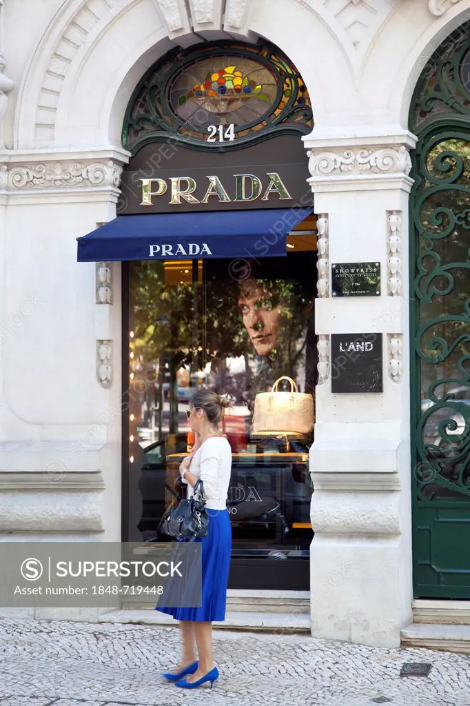 Prada store in Lisbon, Portugal, Europe