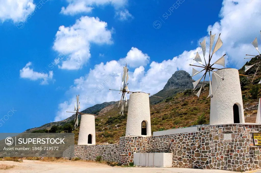 Windmills, Lassithi Plateau, Crete, Greece, Europe