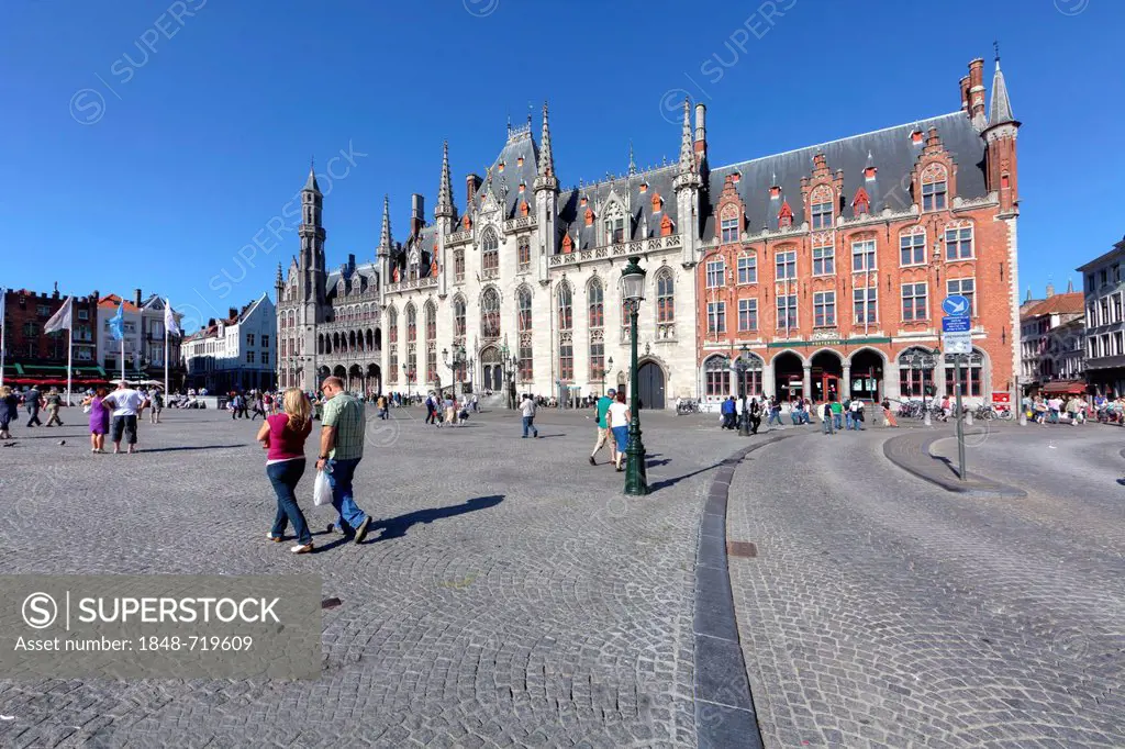 Provincial Government Palace, Provinciaal Hof, Provincial Court, Grote Markt market square, historic town centre of Bruges, UNESCO World Heritage Site...