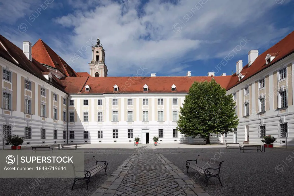 Courtyard, Herzogenburg Priory, monastery of the Augustinian Canons, Herzogenburg, Mostviertel, Must Quarter, Lower Austria, Austria, Europe