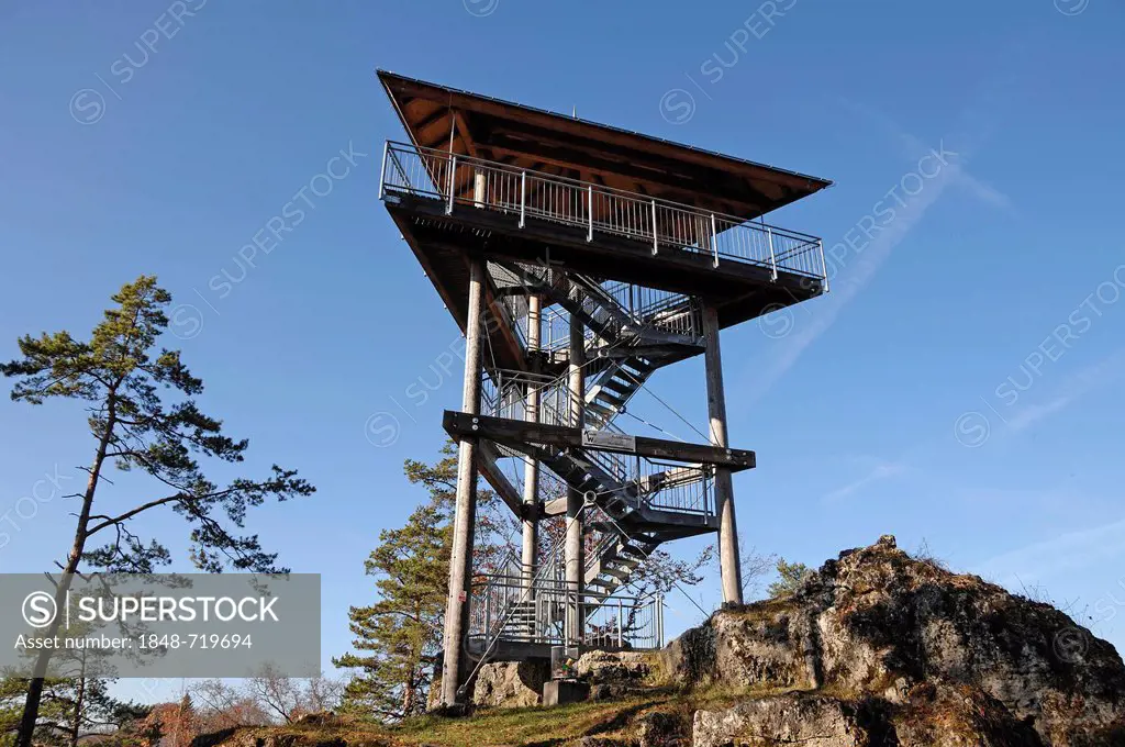 Observation tower on Schmidberg hill, Betzenstein, Upper Franconia, Bavaria, Germany, Europe