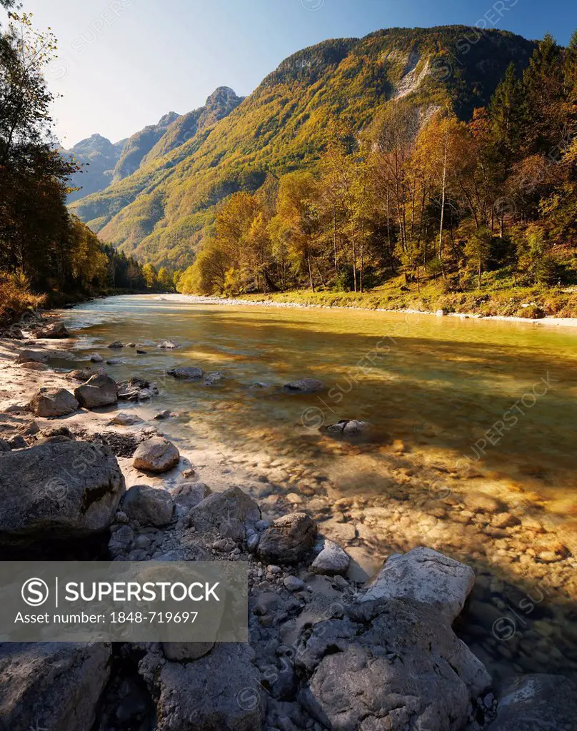 Autumn along the Soca River, Slovenia, Europe