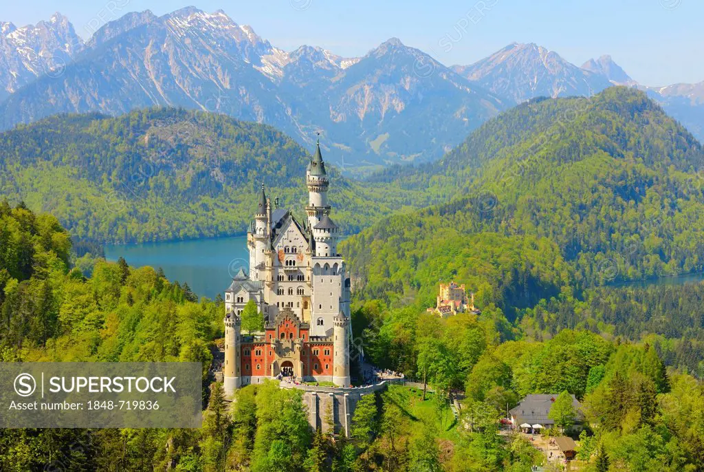 Schloss Neuschwanstein Castle near Fuessen, Allgaeu, Bavaria, Germany, Europe