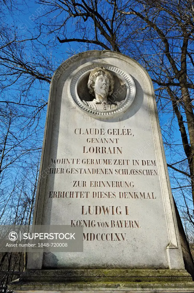 Monument to Claude Gelee, known as Lorrain, Harlaching, Munich, Bavaria, Germany, Europe