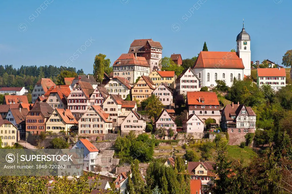 Historic town centre of Altensteig, Black Forest, Baden-Wuerttemberg, Germany, Europe