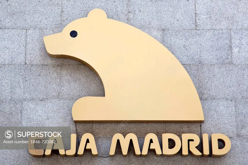 Logo and logotype of the bank Caja Madrid in Madrid, Spain, Europe