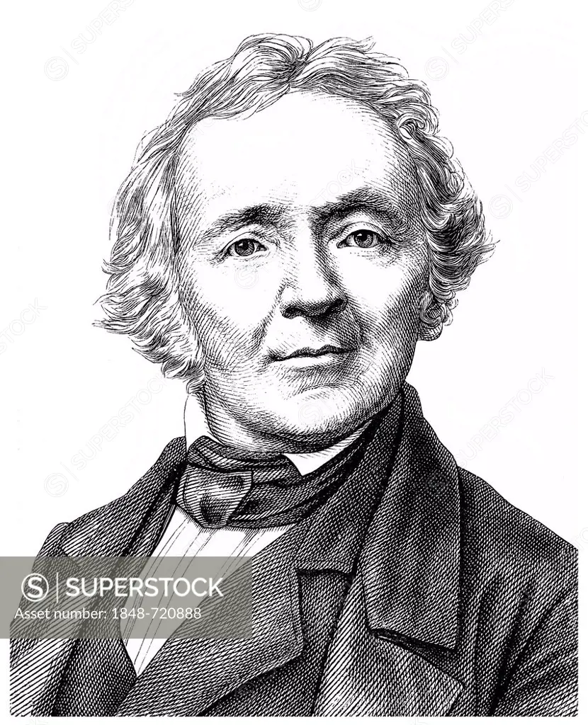 Historical illustration from the 19th Century, portrait of Francis Leopold von Ranke, 1795 - 1886, a German historian, university lecturer