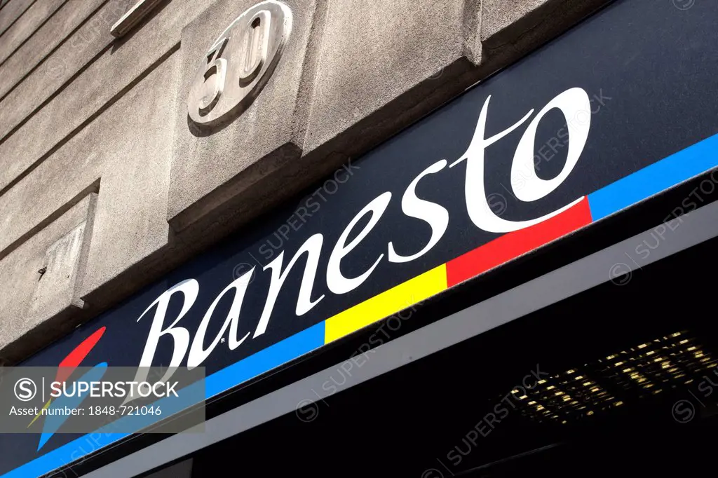 Logo and the Spanish bank Banesto, Banco Espanol de Credito, Madrid, Spain, Europe