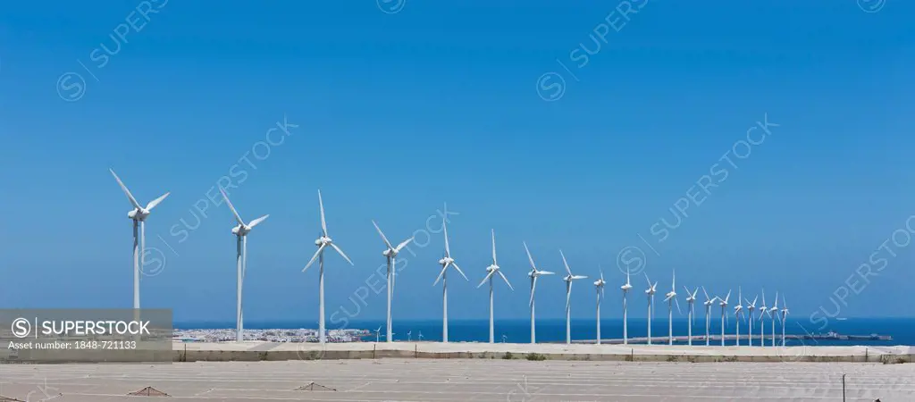 Wind turbines, wind power station, Pozo, Santa Lucía de Tirajana, Gran Canaria, Canary Islands, Spain, Europe