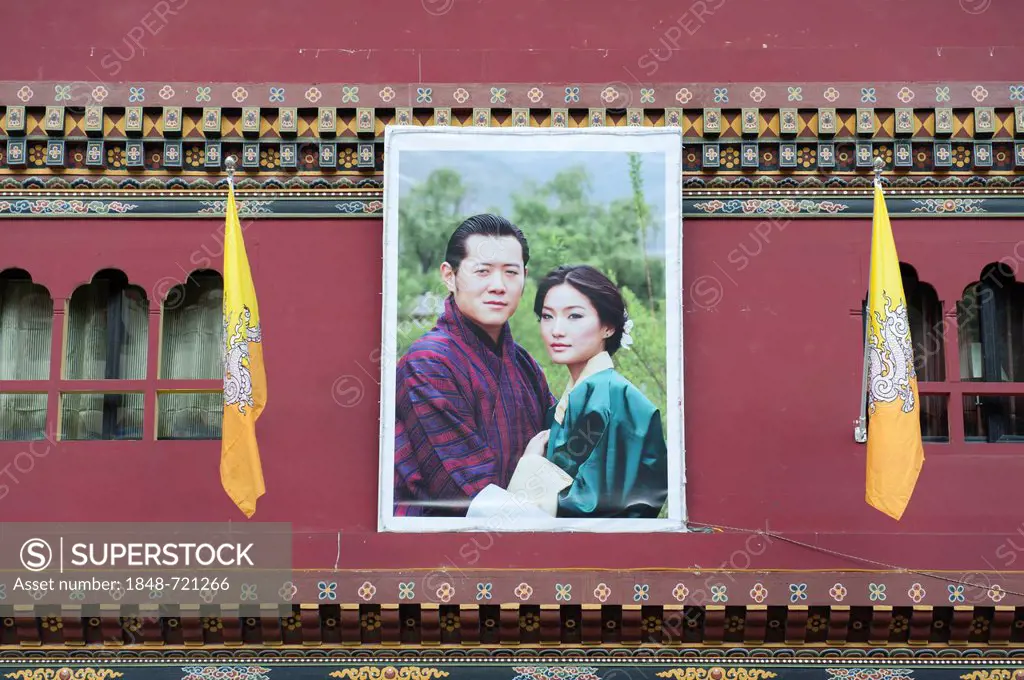 King and Queen, photo of the royal couple at their wedding, capital of Thimphu, Kingdom of Bhutan, South Asia, Asia