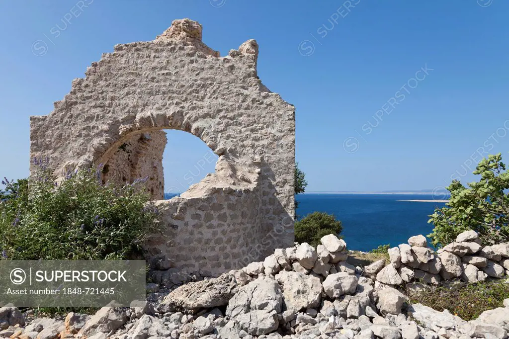 Chapel ruins near Stara Baska, Krk Island, Croatia, Europe