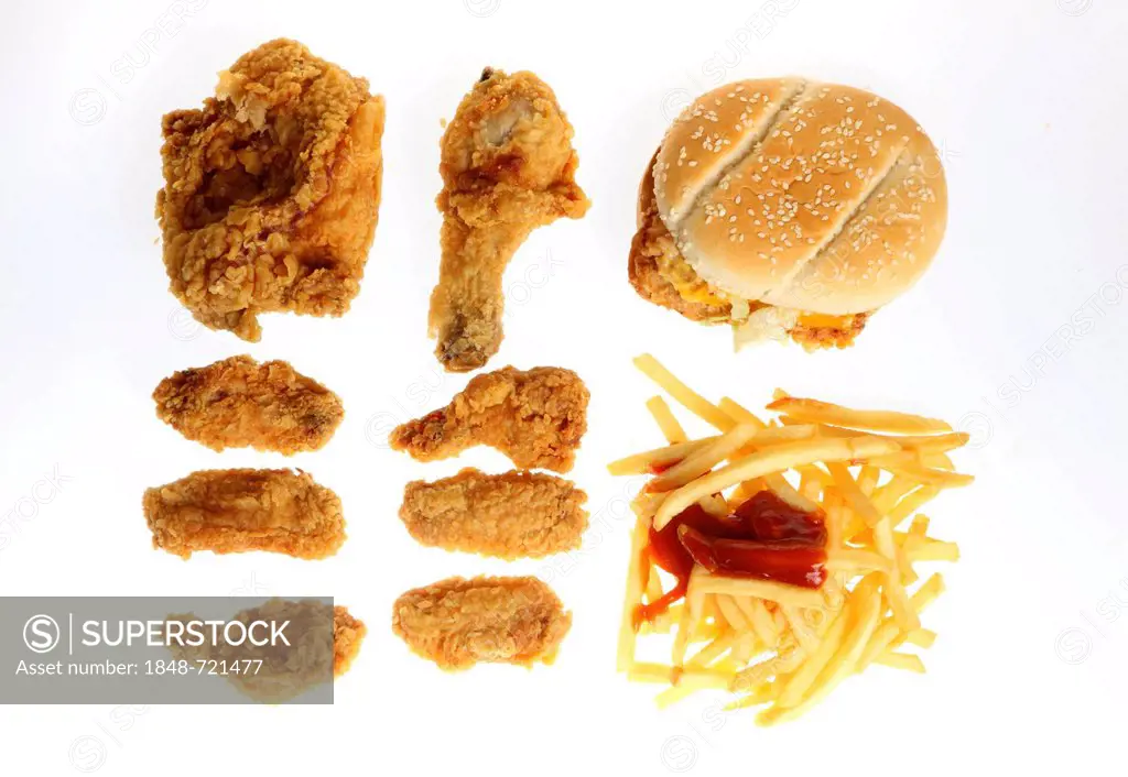 Fast food, various items from Kentucky Fried Chicken