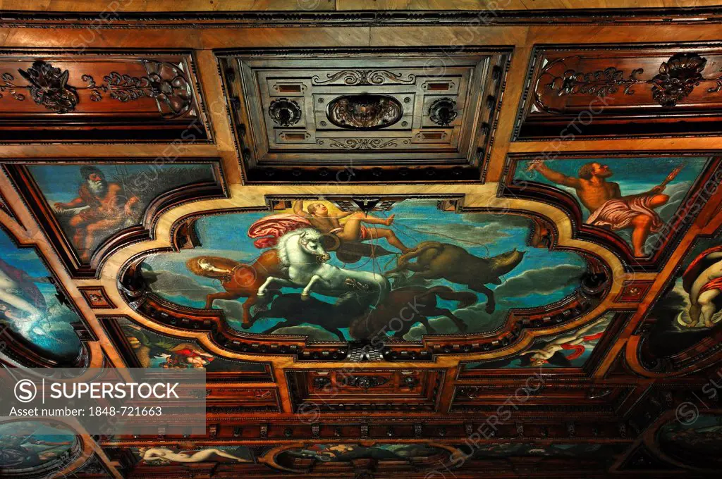 Coffered ceiling with allegorical representations, 1610 - 1611, originally from the Schoenen Zimmer, German for beautiful room, of the former Pellerha...