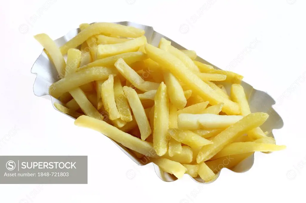 Fast food, French fries on a paper plate