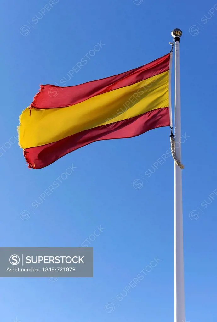 Spanish flag blowing in the wind, Spain, Europe
