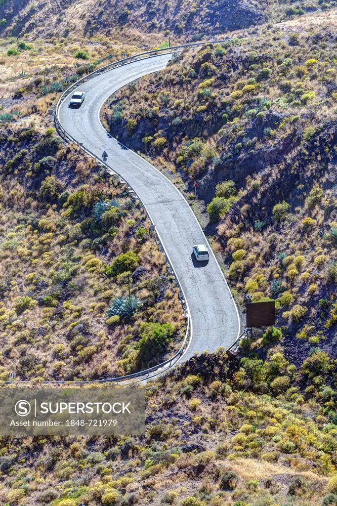 Mountain road at Santa Lucía de Tirajana, Tirajana, Gran Canaria, Canary Islands, Spain, Europe