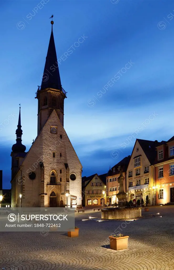 Town Church of St. George, Marktplatz square, Weikersheim on the Tauber River, Tauber Valley, Tauber Franconia, Baden-Wuerttemberg, Germany, Europe, P...